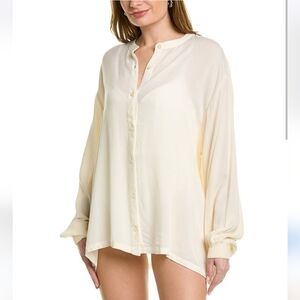 NWT WEWOREWHAT Billow Sleeve Button Up Top Small off-white Revolve
